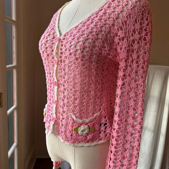 Vintage Betsey Johnson New York Crochet Cardigan - Picture 5 of 11